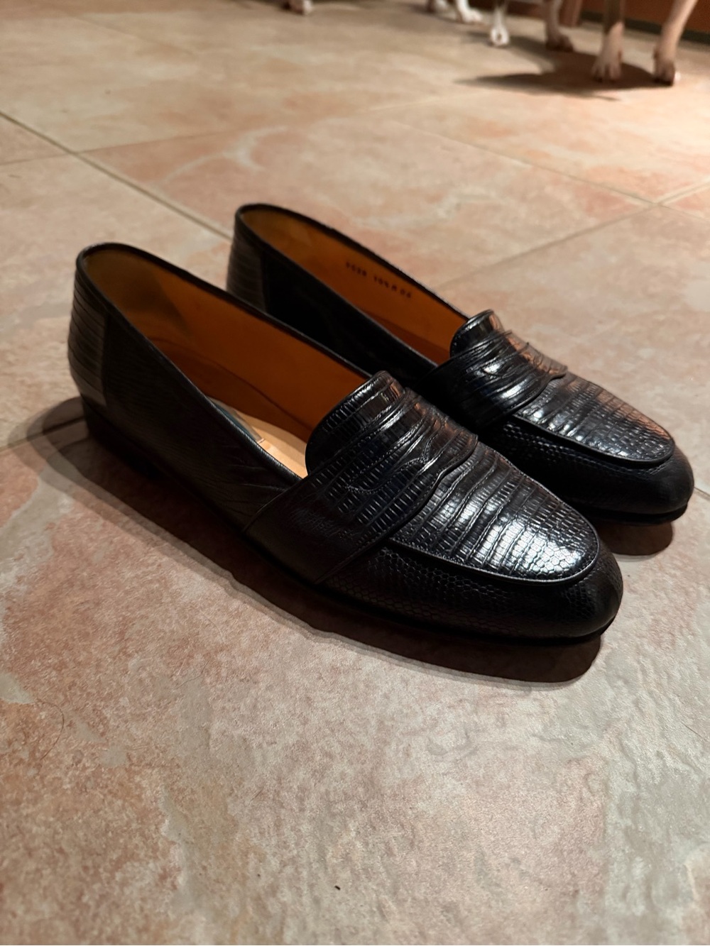 Cole Haan Black Croc-Embossed Penny Loafers